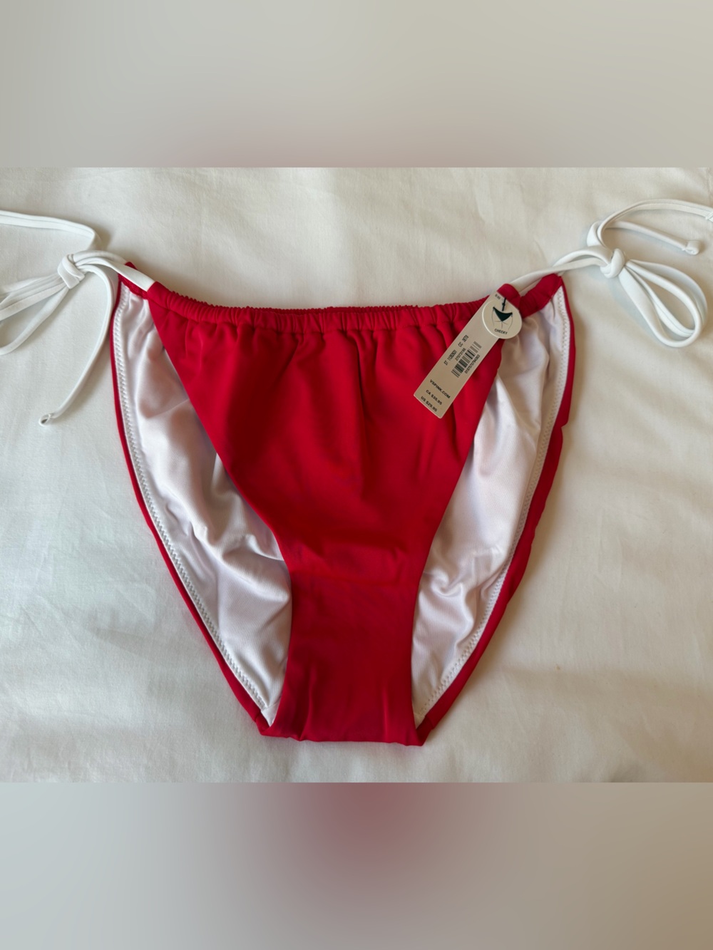 PINK Victoria's Secret Red Bikini Bottom with White Ties